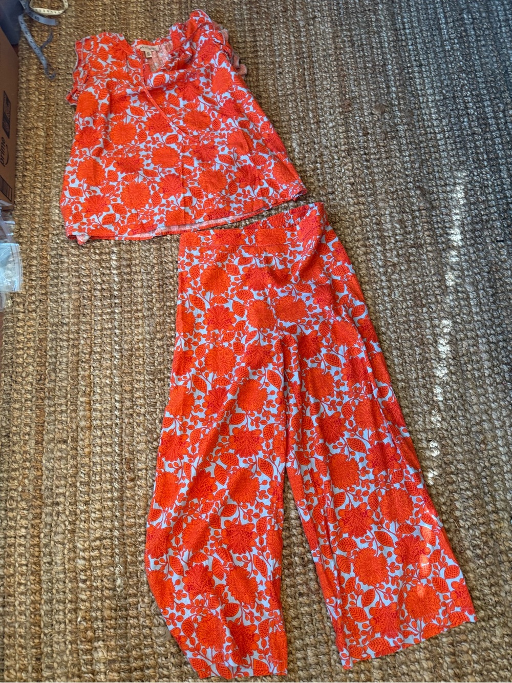 Philosophy Bright Orange Floral Wide-Leg Pants & Crop Top Set